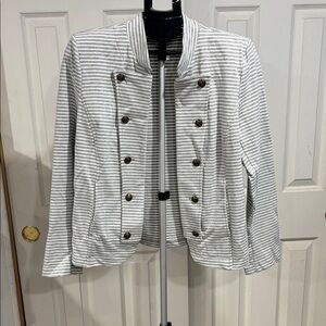 Tommy Hilfiger Women's Striped Gray and White Blazer
